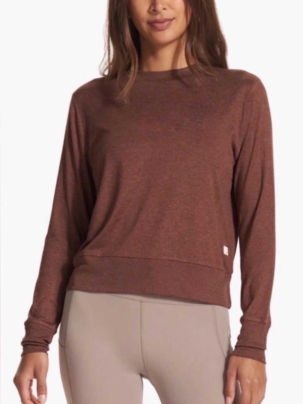 Vuori Halo Long Sleeve Crew Shirt Rust Burnt Orange